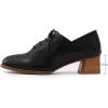 imageMona flying Womens Leather Mid Chunky Heel Oxfords Lace up Dress Pumps Shoes for LadiesBlack