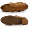 imageMona flying Womens Leather Mid Chunky Heel Oxfords Lace up Dress Pumps Shoes for LadiesBrown