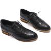 imageMona flying Womens Leather Perforated Laceup Oxfords Brogue Wingtip Shoes for Ladies WomenBlack
