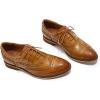 imageMona flying Womens Leather Perforated Laceup Oxfords Brogue Wingtip Shoes for Ladies WomenBrown