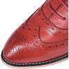 imageMona flying Womens Leather Perforated Laceup Oxfords Brogue Wingtip Shoes for Ladies WomenCrimson Red