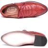 imageMona flying Womens Leather Perforated Laceup Oxfords Brogue Wingtip Shoes for Ladies WomenCrimson Red