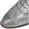 imageMona flying Womens Leather Perforated Laceup Oxfords Brogue Wingtip Shoes for Ladies WomenLight Gray Green