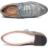 imageMona flying Womens Leather Perforated Laceup Oxfords Brogue Wingtip Shoes for Ladies WomenLight Gray Green