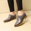 imageMona flying Womens Pointed Toe Oxfords Brogue Retro Lace up Leather Work Shoes for LadiesDark Grey