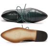 imageMona flying Womens Pointed Toe Oxfords Brogue Retro Lace up Leather Work Shoes for LadiesGreen