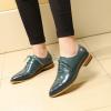 imageMona flying Womens Pointed Toe Oxfords Brogue Retro Lace up Leather Work Shoes for LadiesGreen