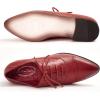 imageMona flying Womens Pointed Toe Oxfords Brogue Retro Lace up Leather Work Shoes for LadiesRed
