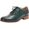 imageMona flying Womens Handmade Dress Oxfords Derby Comfortable Lace up Leather Flat Office Work Shoes for LadiesGreen