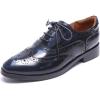 imageMona flying Womens Leather Perforated Laceup Oxfords Brogue Wingtip Shoes for Ladies WomenBlueblack