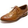 imageMona flying Womens Leather Perforated Laceup Oxfords Brogue Wingtip Shoes for Ladies WomenBrown