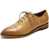 imageMona flying Womens Pointed Toe Oxfords Brogue Retro Lace up Leather Work Shoes for LadiesBrown