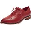 imageMona flying Womens Pointed Toe Oxfords Brogue Retro Lace up Leather Work Shoes for LadiesRed
