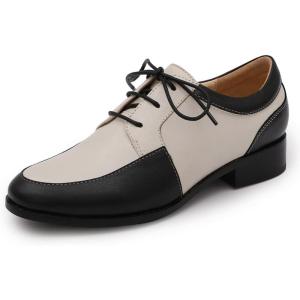imageMona flying Womens Handmade Dress Oxfords Derby Comfortable Lace up Leather Flat Office Work Shoes for LadiesBlackoffwhite