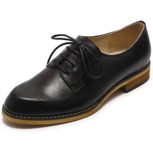 imageMona flying Womens Handmade Dress Oxfords Derby Comfy Lace up Leather Shoes for LadiesBlack