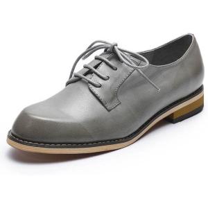 imageMona flying Womens Handmade Dress Oxfords Derby Comfy Lace up Leather Shoes for LadiesGrey