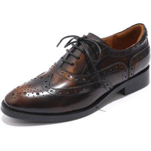 imageMona flying Womens Leather Perforated Laceup Oxfords Brogue Wingtip Shoes for Ladies WomenYellowblack