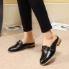 imageMona flying Women Leather Mules Shoes Backless Slip On Loafer Low Heel Flats Summer SlideBlack