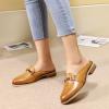 imageMona flying Women Leather Mules Shoes Backless Slip On Loafer Low Heel Flats Summer SlideBrown