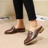 imageMona flying Women Leather Mules Shoes Backless Slip On Loafer Low Heel Flats Summer SlideCoffee