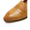 imageMona flying Womens Leather Penny Loafers Slip On Flats Office Ladies Casual ShoesBrown