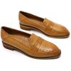 imageMona flying Womens Leather Penny Loafers Slip On Flats Office Ladies Casual ShoesBrown