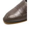 imageMona flying Womens Leather Penny Loafers Slip On Flats Office Ladies Casual ShoesDark Grey
