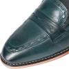 imageMona flying Womens Leather Penny Loafers Slip On Flats Office Ladies Casual ShoesGreenish