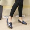 imageMona flying Womens Leather Penny Loafers Slip On Flats Office Ladies Casual ShoesNavy Blue