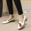 imageMona flying Womens Leather Penny Loafers Slip On Flats Office Ladies Casual ShoesOffwhite