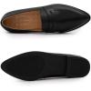 imageMona flying Womens Leather Pointed Toe Penny Loafer Dress Casual Slip on Flat Office Work Shoes for LadiesBlack