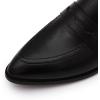imageMona flying Womens Leather Pointed Toe Penny Loafer Dress Casual Slip on Flat Office Work Shoes for LadiesBlack