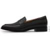 imageMona flying Womens Leather Pointed Toe Penny Loafer Dress Casual Slip on Flat Office Work Shoes for LadiesBlack