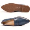 imageMona flying Womens Leather Pointed Toe Penny Loafer Dress Casual Slip on Flat Office Work Shoes for LadiesBlueness
