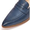 imageMona flying Womens Leather Pointed Toe Penny Loafer Dress Casual Slip on Flat Office Work Shoes for LadiesBlueness