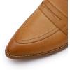 imageMona flying Womens Leather Pointed Toe Penny Loafer Dress Casual Slip on Flat Office Work Shoes for LadiesBrown