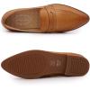 imageMona flying Womens Leather Pointed Toe Penny Loafer Dress Casual Slip on Flat Office Work Shoes for LadiesBrown