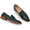 imageMona flying Womens Leather Pointed Toe Penny Loafer Dress Casual Slip on Flat Office Work Shoes for LadiesDark Green