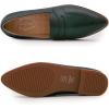 imageMona flying Womens Leather Pointed Toe Penny Loafer Dress Casual Slip on Flat Office Work Shoes for LadiesDark Green