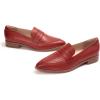 imageMona flying Womens Leather Pointed Toe Penny Loafer Dress Casual Slip on Flat Office Work Shoes for LadiesDeep Red