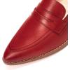 imageMona flying Womens Leather Pointed Toe Penny Loafer Dress Casual Slip on Flat Office Work Shoes for LadiesDeep Red