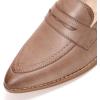 imageMona flying Womens Leather Pointed Toe Penny Loafer Dress Casual Slip on Flat Office Work Shoes for LadiesTan