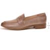 imageMona flying Womens Leather Pointed Toe Penny Loafer Dress Casual Slip on Flat Office Work Shoes for LadiesTan