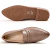 imageMona flying Womens Leather Pointed Toe Penny Loafer Dress Casual Slip on Flat Office Work Shoes for LadiesTan