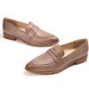 imageMona flying Womens Leather Pointed Toe Penny Loafer Dress Casual Slip on Flat Office Work Shoes for LadiesTan