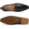 imageMona flying Womens Leather Square Toe Penny Loafer Comfort Dress Casual Slip on Flat Office Work Shoes for LadiesBlack