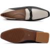 imageMona flying Womens Leather Square Toe Penny Loafer Comfort Dress Casual Slip on Flat Office Work Shoes for LadiesBlackoffwhite