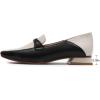 imageMona flying Womens Leather Square Toe Penny Loafer Comfort Dress Casual Slip on Flat Office Work Shoes for LadiesBlackoffwhite