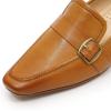 imageMona flying Womens Leather Square Toe Penny Loafer Comfort Dress Casual Slip on Flat Office Work Shoes for LadiesBrown