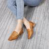 imageMona flying Womens Leather Square Toe Penny Loafer Comfort Dress Casual Slip on Flat Office Work Shoes for LadiesBrown